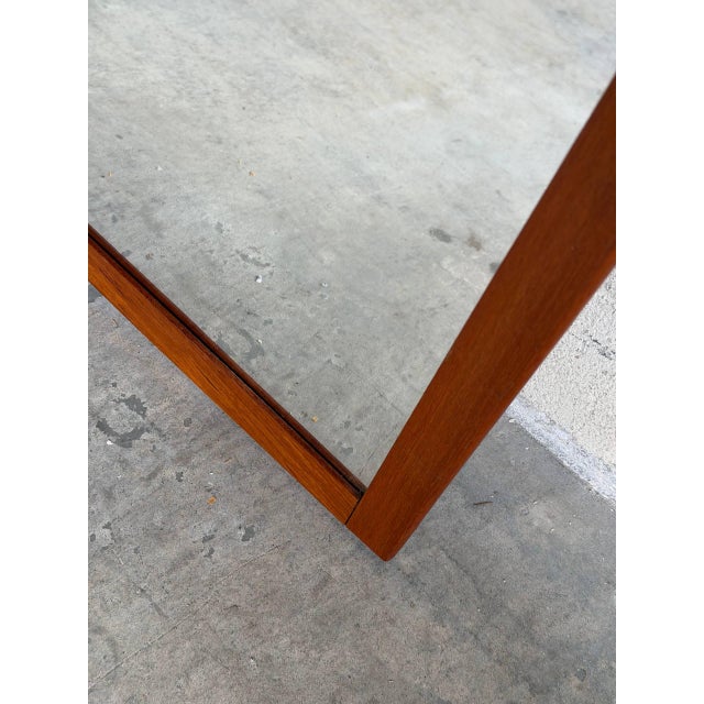 Wood Vintage Danish Modern Teak Wall Mirror Mid Century Scandinavian Rectangular Mirror For Sale - Image 7 of 10