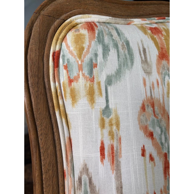 Louis XV-Style French Provincial Fauteuil in Custom Ikat Upholstery For Sale - Image 13 of 18