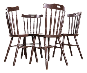 Dark Spindle Back Dining Chairs, Set of 4