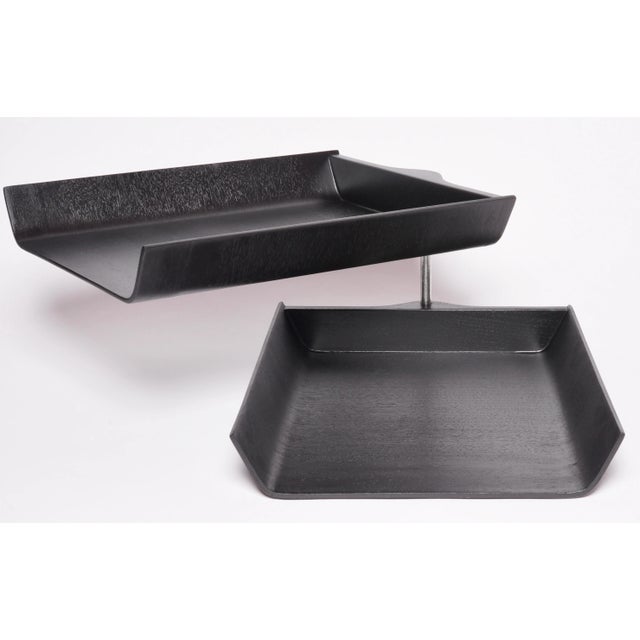 Wood Mid Century Modern Two-Tier Ebonized Walnut Document Trays by Knoll For Sale - Image 7 of 12
