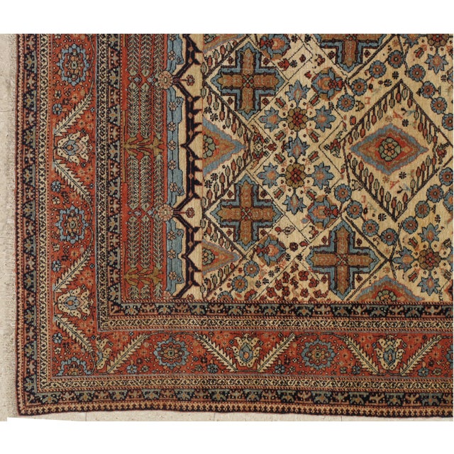 Antique Persian Bakhshaish Carpet, Handmade Wool Rug, Ivory and Rust For Sale - Image 11 of 18