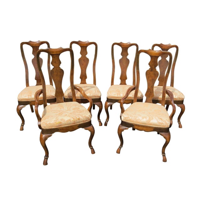 Vintage Drexel Heritage Walnut, Mahogany, and Burl Dining Set Chairish