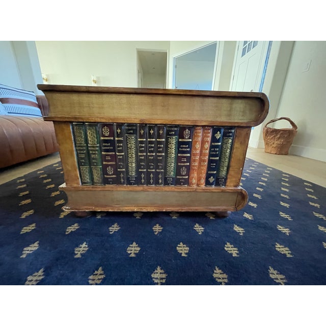 Gold 1990s Maitland-Smith Leather Stacked Books Game Table / Trunk Coffee Table With Backgammon & Checkers Board For Sale - Image 8 of 18