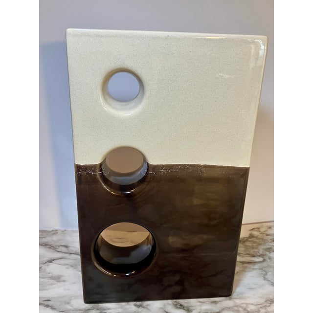 Artis Portugal Two Tone Geometric Cutout Vase Cream For Sale - Image 12 of 17