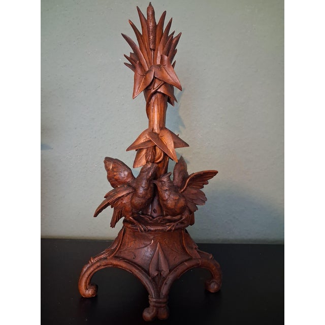 Antique Black Forest Vase Holder with Birds, 1890s For Sale - Image 5 of 5