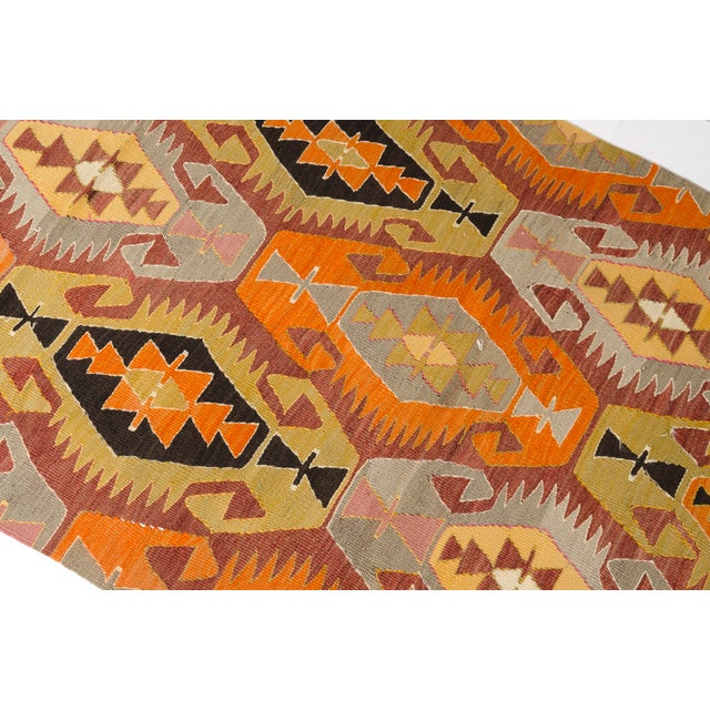 Orange Vintage Floor Anatolian Kilim Rug For Sale - Image 8 of 10