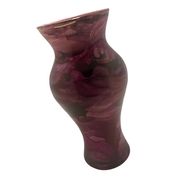 Pink Italian Hand-Painted Marbled Glass Vase For Sale - Image 8 of 10