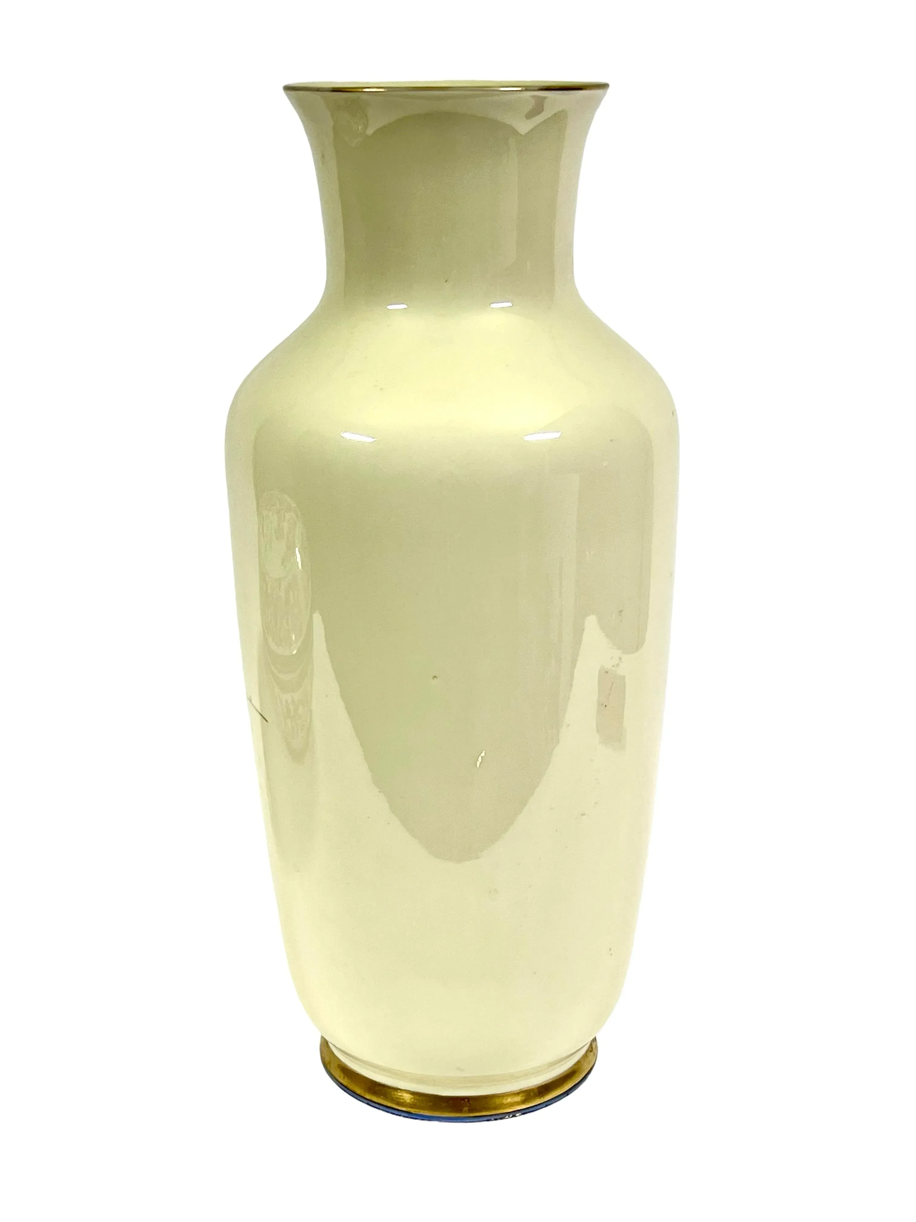 Mid-Century Tall Veb Lichte German Painted Flowers Vase, 18