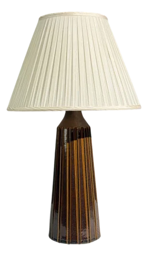 Bruno Karlsson, Large Table Lamp, Brown Stoneware, Sweden, 1960s