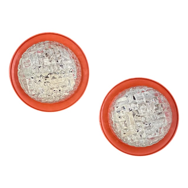 Vintage Cut Glass Wall Lights, 1960s, Set of 2 For Sale