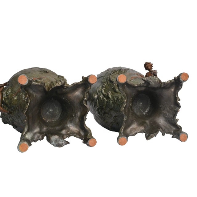 19th Century Antique French Bronze Nude Female Vessel Ship Planter Vase Urns - a Pair For Sale - Image 5 of 6