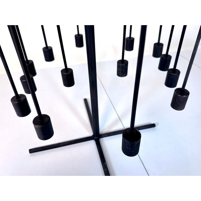 Large Wrought Iron Attrape-Feux Art Light Sculpture for 14 Candles attributed to Daniel Grobet, France, 1980s-1990s For Sale - Image 6 of 18