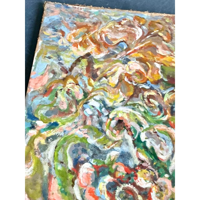 Wood Vintage Boho Abstract Oil Painting on Canvas For Sale - Image 7 of 9