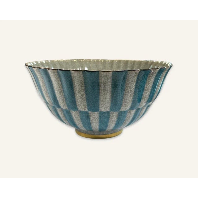 1960s 1960s Royal Copenhagen Striped Crackle Glaze Bowl For Sale - Image 5 of 5