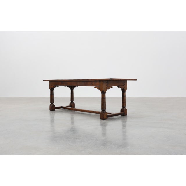 Large French Renaissance Revival Oak Refectory Dining Table, 1880 For Sale - Image 4 of 15