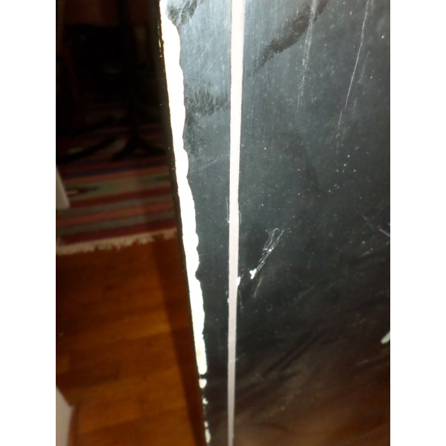 Black Vintage 1940s Chinese Lacquer Floor Standing Folding Screen For Sale - Image 8 of 9