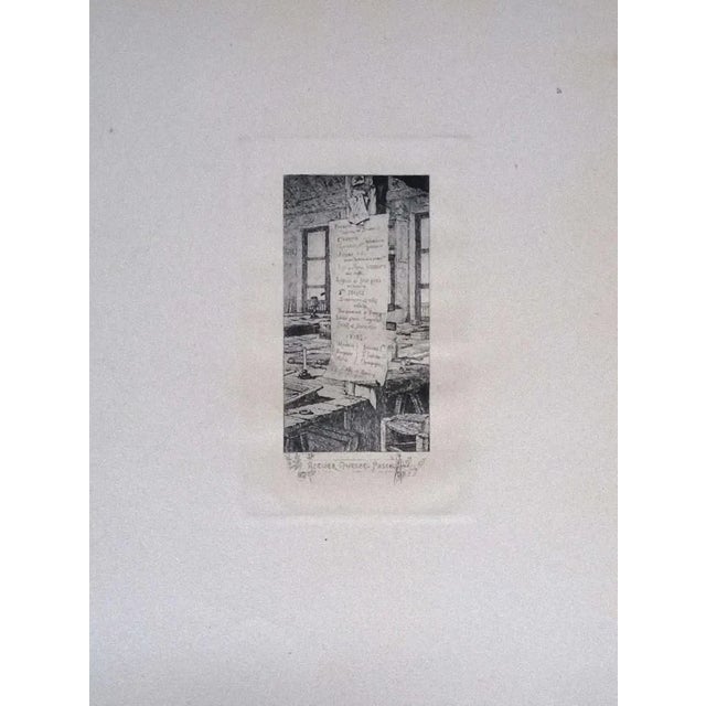 Luca Beltrami - Paris, L'atelier Pascal - Original Etching on Cardboard - 1877 For Sale