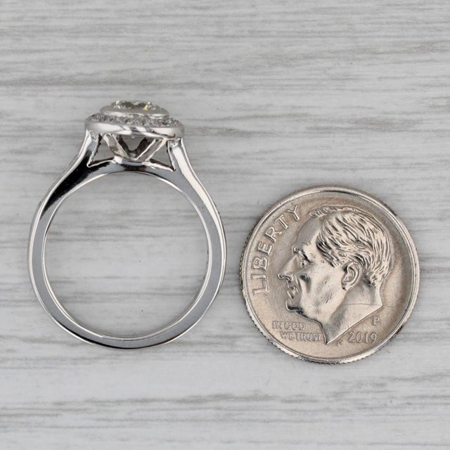 White 1.08ctw Round Diamond Halo Engagement Ring Platinum Size 5.5 For Sale - Image 8 of 8