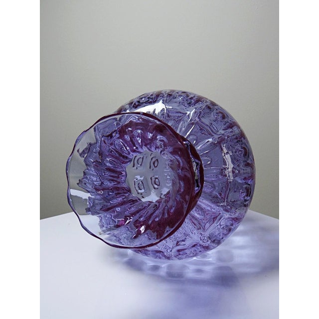 Large Textured Empoli Vase in Alexandrite Glass, 1960s For Sale - Image 12 of 14