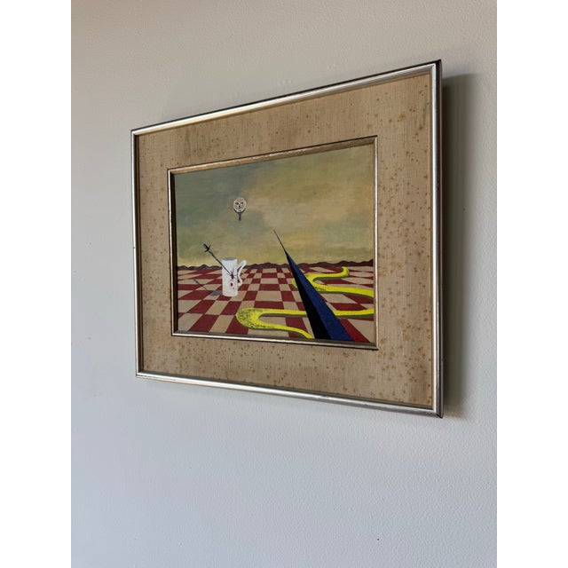 1977 E. J. Troy Surrealist-Style Oil on Canvas Painting, Framed/ Sold For Sale - Image 4 of 11