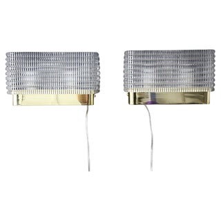 Rectangular Wall Lights Sconces in Textured Murano Glass, 1980s, Set of 2 For Sale