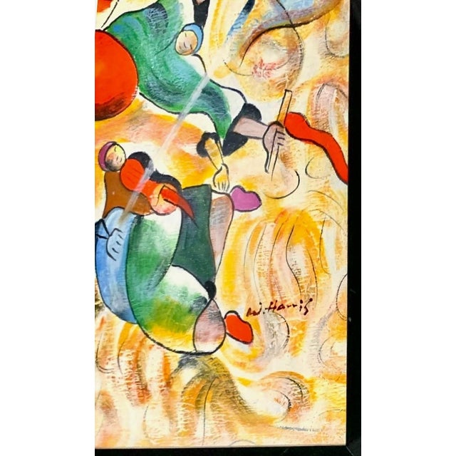 Painting Dynamic Music Signed N. Harris Vintage Abstract Expressionist Art For Sale - Image 4 of 5