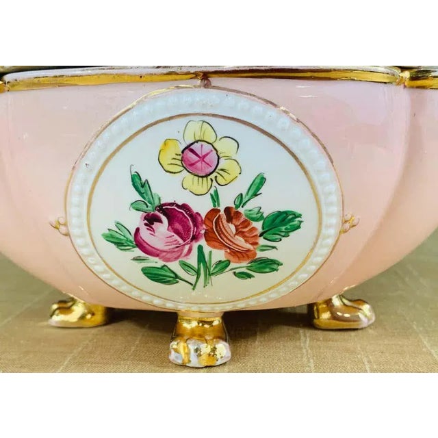 Vintage Italian Porcelain Pink Jewelry Box For Sale - Image 4 of 13