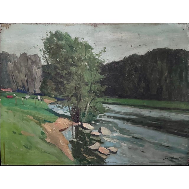 Loire Riverbank, 1930, Oil Painting For Sale - Image 10 of 10