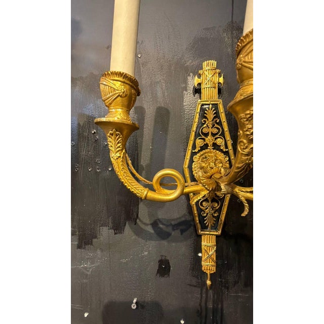Metal 1920 French Empire Style Bronze Sconces With Lion Heads - a Pair For Sale - Image 7 of 12