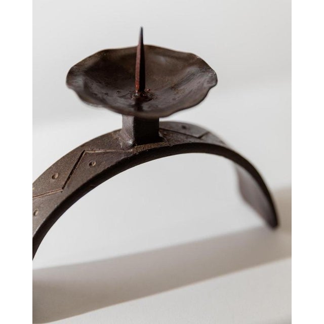Mid-Century Sculptural Hand-Forged Iron Candleholder, 1960s For Sale - Image 4 of 12