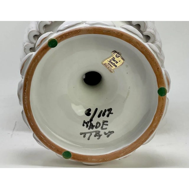 Italian Bamboo-Form White Terracotta Planter Cachepot by Nora Fenton For Sale - Image 9 of 10