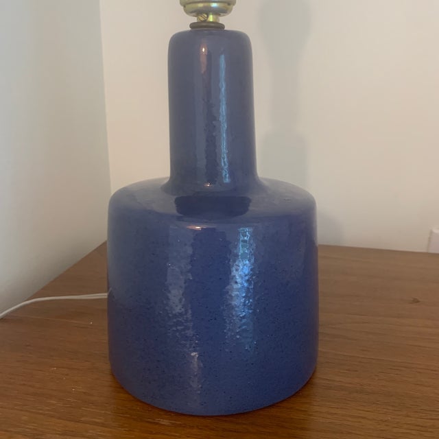 Gordon Martz Ceramic Table Step Lamp in Blue / Sapphire Vintage 1960