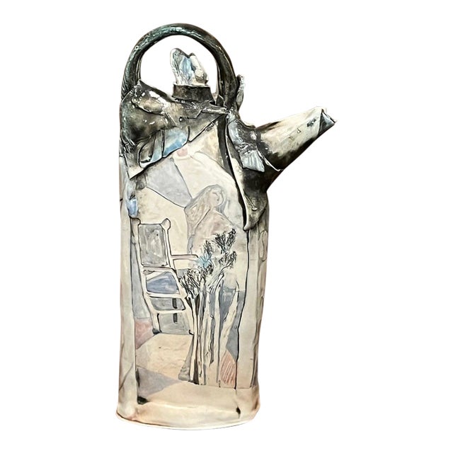 Late 20th Century Gerry Wallace Studio Pottery Wall Teapot Slab Built Art Ceramics For Sale