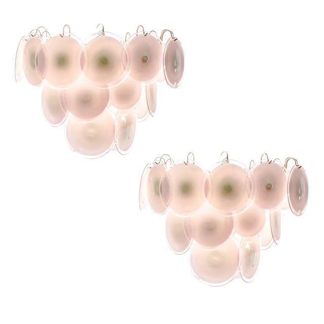 Disc Murano Chandeliers from Vistosi, 1970s, Set of 2 For Sale