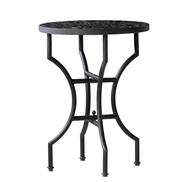 Matthew Izzo Home Moroccan Zellige Midnight Sky Terra Cotta Tile and Iron X Base 24" Round Side Table For Sale - Image 4 of 4