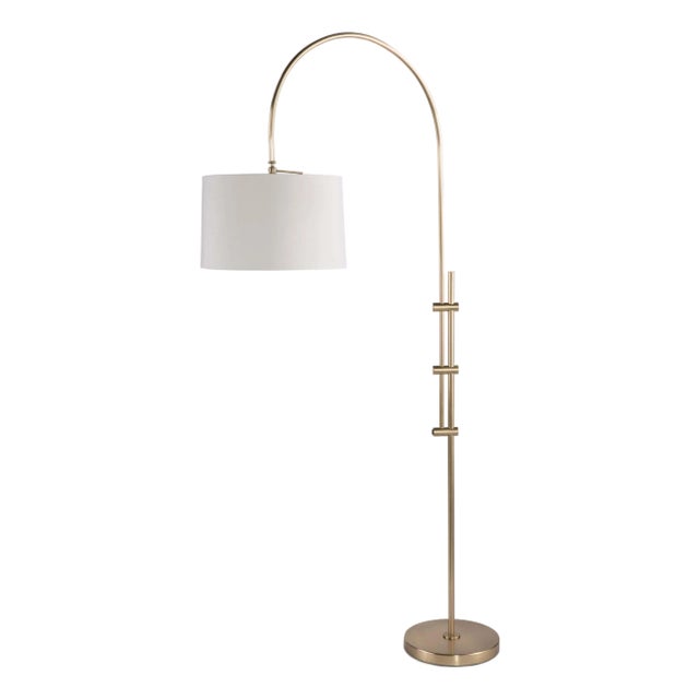 Regina Andrew Arc Floor Lamp With Fabric Shade (Natural Brass) For Sale