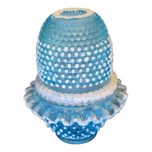 Vintage Fairy Lamp Fenton Opalescent Blue Hobnail