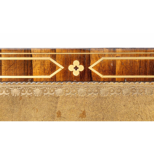 Regency Rosewood and Brass Inlaid Writing Table For Sale - Image 9 of 13
