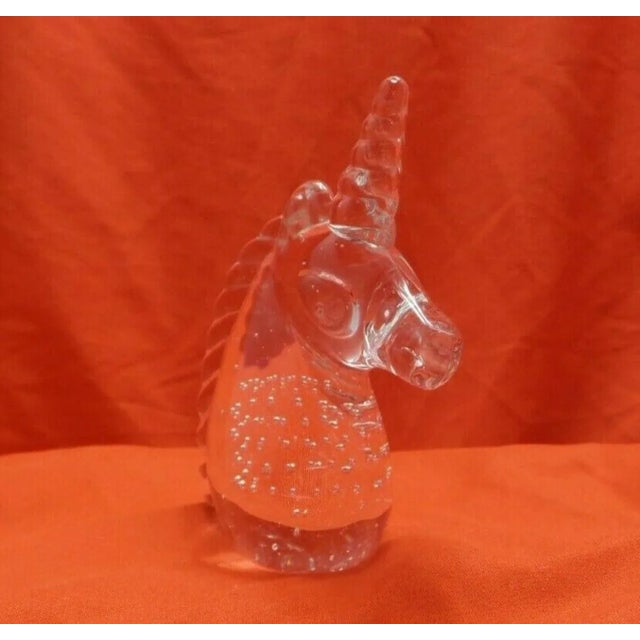 1970s Whimsical Horse Clear Crystal Controlled Bubbles Solid Glass Unicorn Figurine Chairish