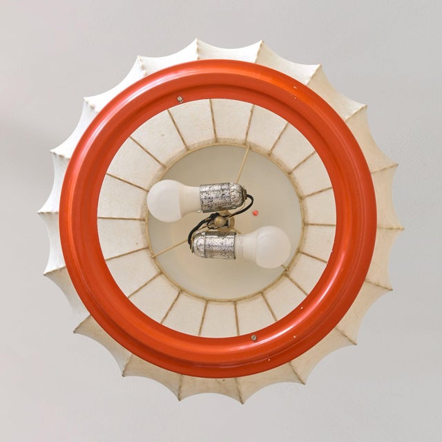 1960s Mid-Century Modern Italian Orange Cocoon Pendant For Sale In Chicago - Image 6 of 12
