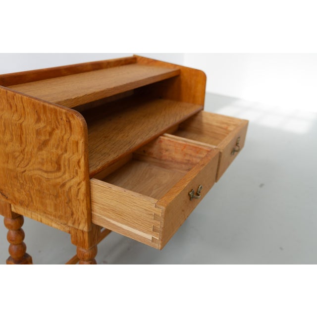 Wood Brutalist Danish Oak Bedside Table, 1970s For Sale - Image 7 of 18
