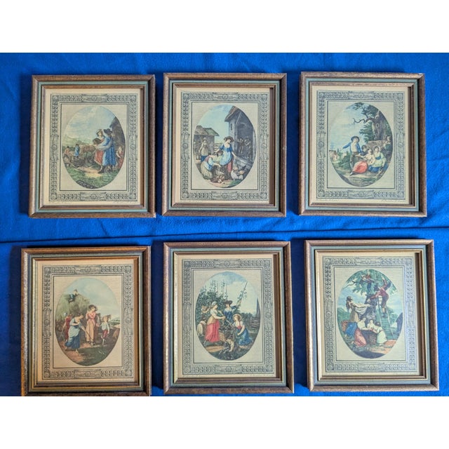 1940s Set of 6 Small Framed Sidney Z Lucas Prints - Months of the Year - English Country Pastoral Art For Sale - Image 10 of 11