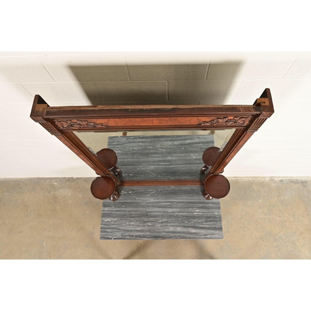 Bernheimer Collection Antique Monumental Eastlake Victorian Burled Walnut and Marble Top Vanity or Dressing Table With Mirror, Circa 1880s For Sale - Image 13 of 18