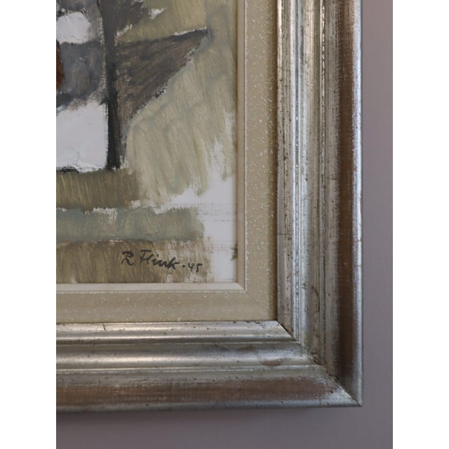 Gray 1945 Mid-Century Modern 'Citrus & Pot' Vintage Swedish Expressive Still Life Swedish Oil Painting, Framed For Sale - Image 8 of 13