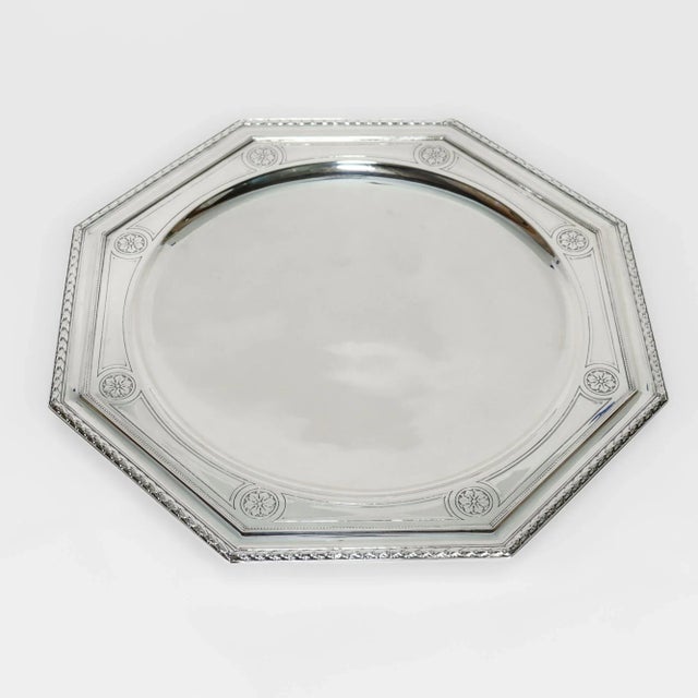 Tiffany and Co. Large Hexagonal Art Deco Tiffany & Co. Sterling Silver Compote/Footed Cake Plate For Sale - Image 4 of 11