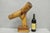 Vintage Mid Century Modern 19" Male Nude Abstract Solid Carved Wood Sculpture, Unsigned. Circa Late 20th Century....