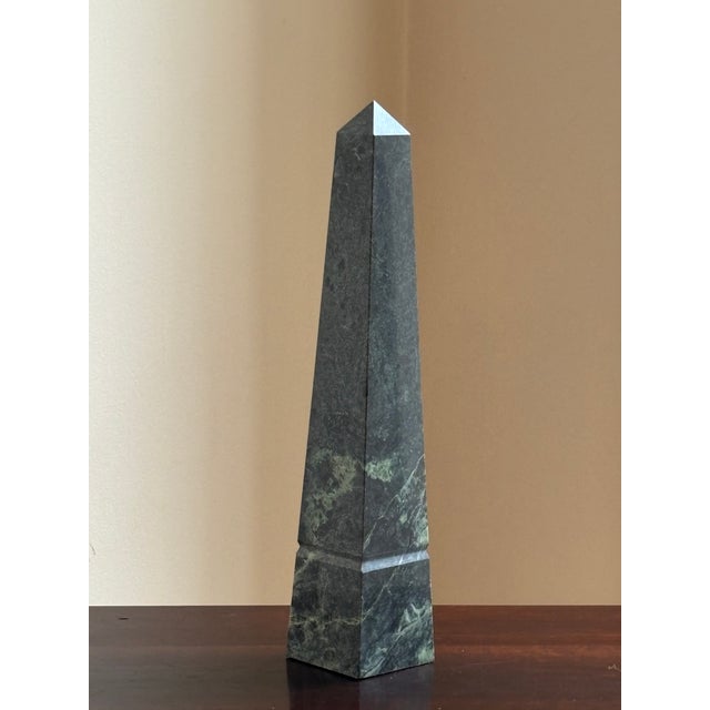 16' Neoclassical Style Dark Green Marble Obelisk For Sale - Image 10 of 17