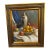 20th Century European School Impressionist Oil on Artist Board Tabletop Still Life Vase and Fruits Framed Signed For Sale