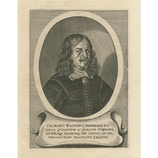 Peace of Westphalia Diplomat Georg Wagner Portrait Engraving, 1652 For Sale - Image 9 of 9