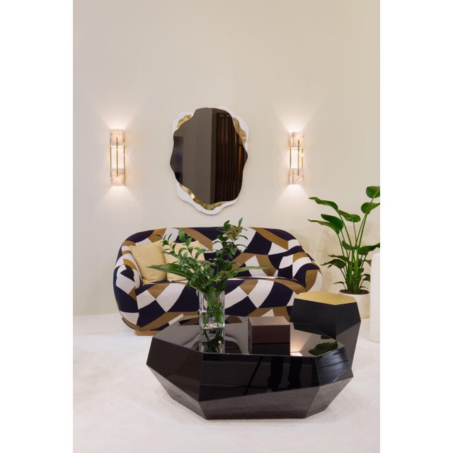 Three Rocks High Side Table in Black Lacquered and Top in Brushed Brass from Insidherland For Sale - Image 11 of 13